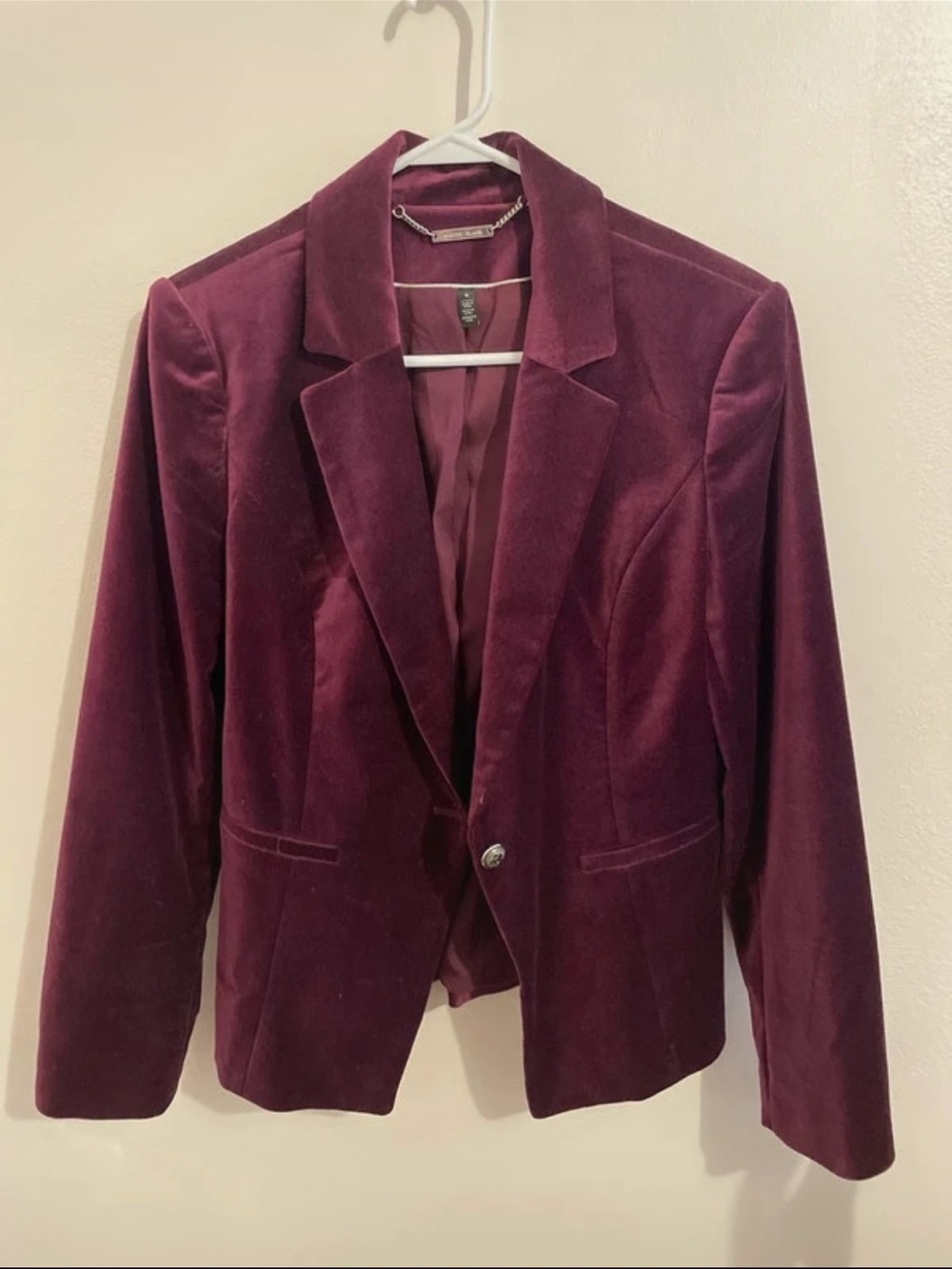 White House Black Market Velvet Blazer - Burgundy